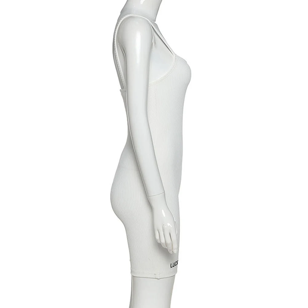 

Summer Sexy Jumpsuit Romper Letter Spaghetti Strap Shorts Playsuit Club Sleeveless Women Clothing Bodycon Bodysuit Femme Clothes