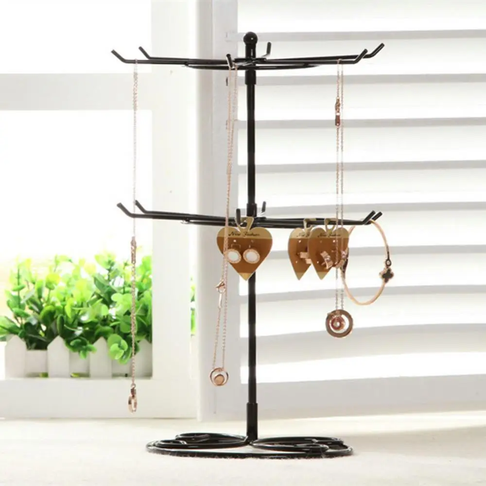 

New 2-Tier Rotary Jewelry Stand Rack Earrings Necklace Ring Display Organizer Holder Jewelry Packaging Jewelry Rack dropshipping