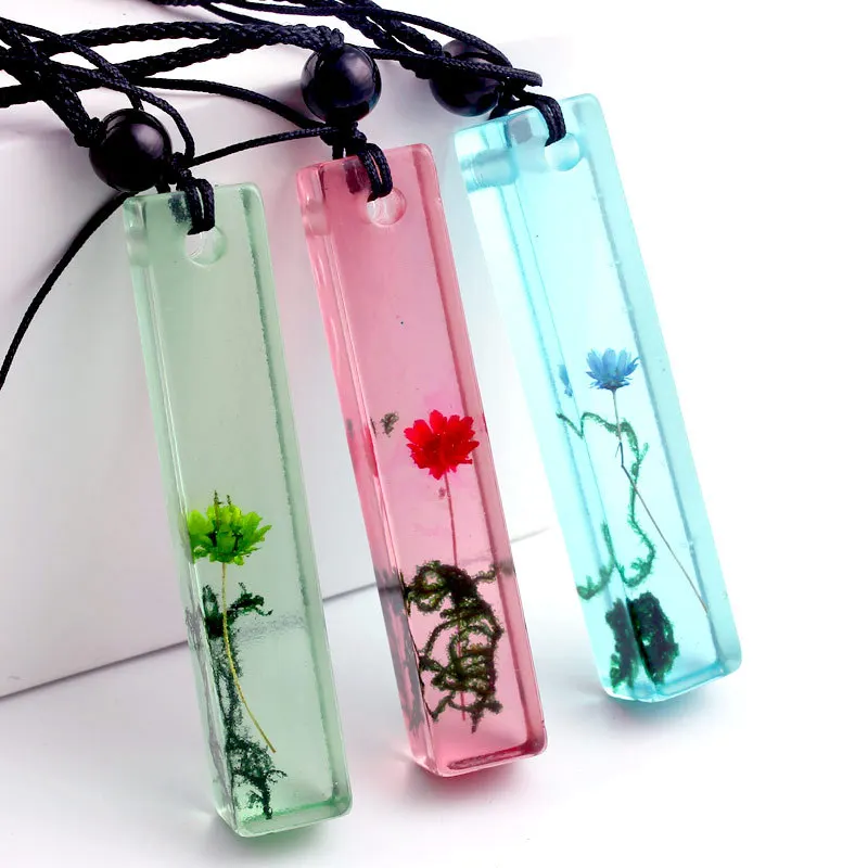 Винтажное ожерелье с кулоном в виде цветка из смолы и дерева для женщин мужчин