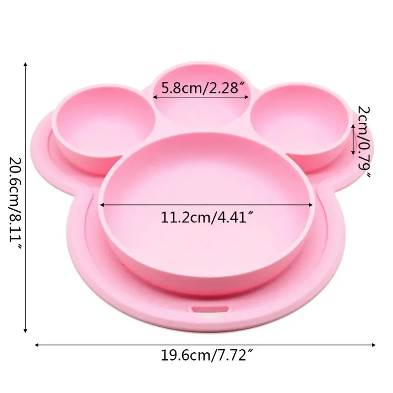 

J60B Silicone Infant Dishes Food Plates Baby Dinnerware Kids Tray Toddler Tablewares