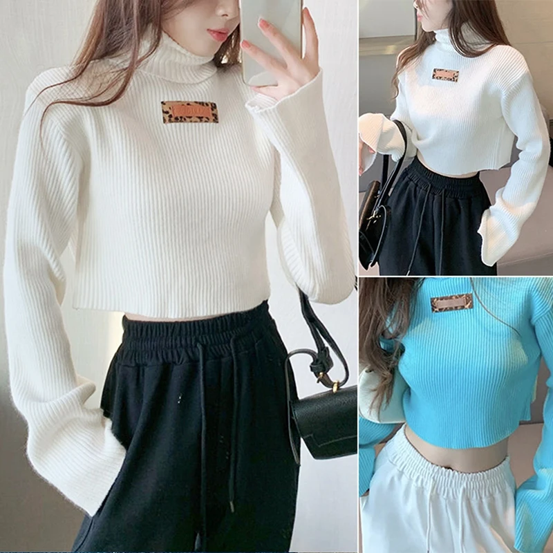 

Женский свободный короткий вязаный свитер в западном стиле