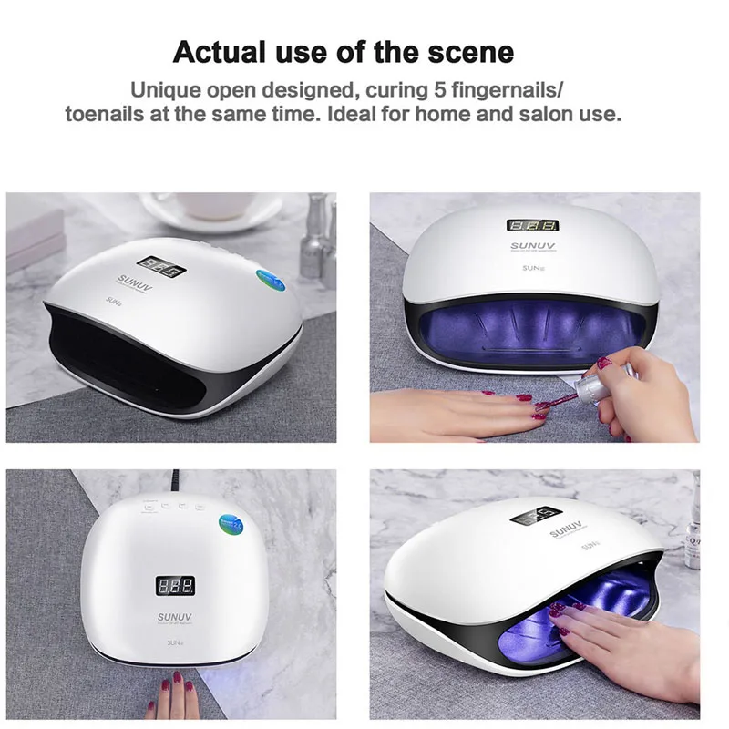 SUNUV SUN4 48 Вт УФ светодиодная лампа для сушки ногтей с ЖК дисплеем Съемная основа