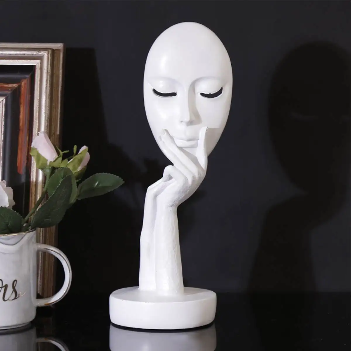 Современная скульптура женщины маска на все лицо орнамент фигура статуя Thinker