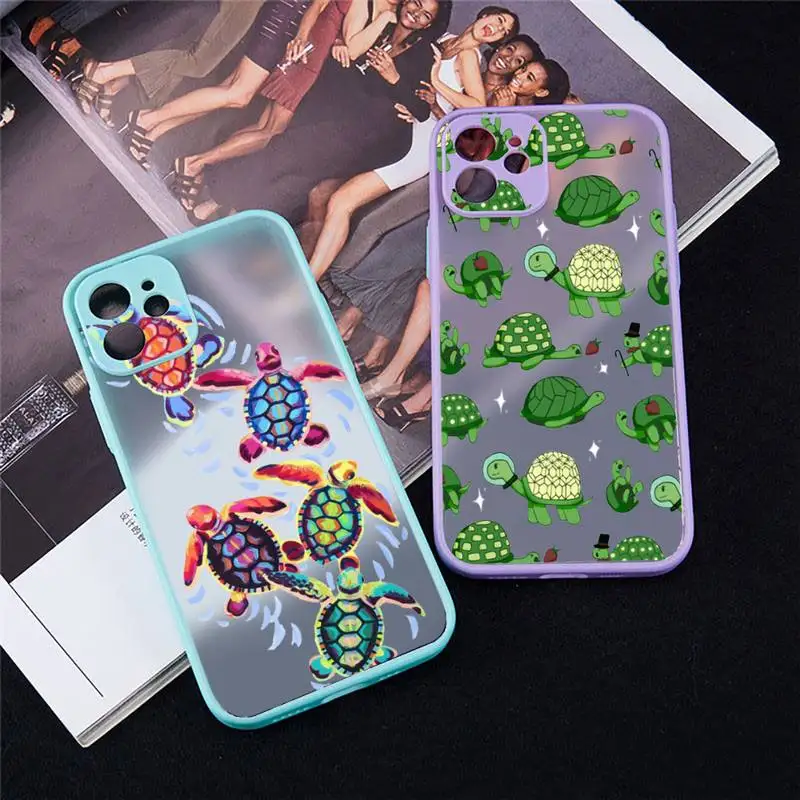 

Ocean cute cartoon turtle animal Phone Case matte transparent For iphone 7 8 11 12 13 plus mini x xs xr pro max cover