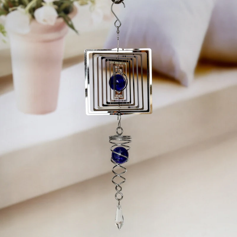 Feng Shui 3D Stereoscopic Metal Wind Chime Holding Pendant Stereo Rotating Wall Hanging Ornament For Home Decor | Дом и сад