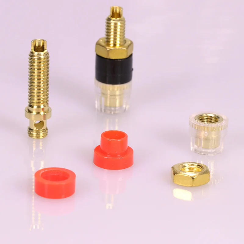 

100pcs/lot Banana Plug Jack Terminals Gold Plated Speaker Binding Post Banana Terminal Connector 50 Pairs Black & Red