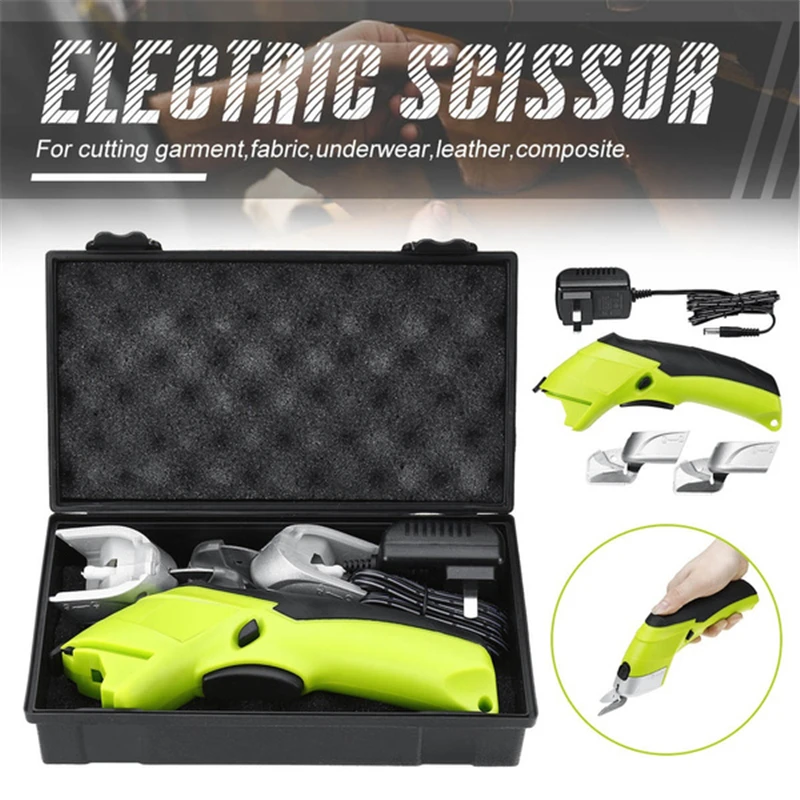 

20W Electric Scissors Cordless Shears W/ 2 Blades/Box Handheld Sewing Fabric Cutter Tool Crafts Cardboard Scrapbooking