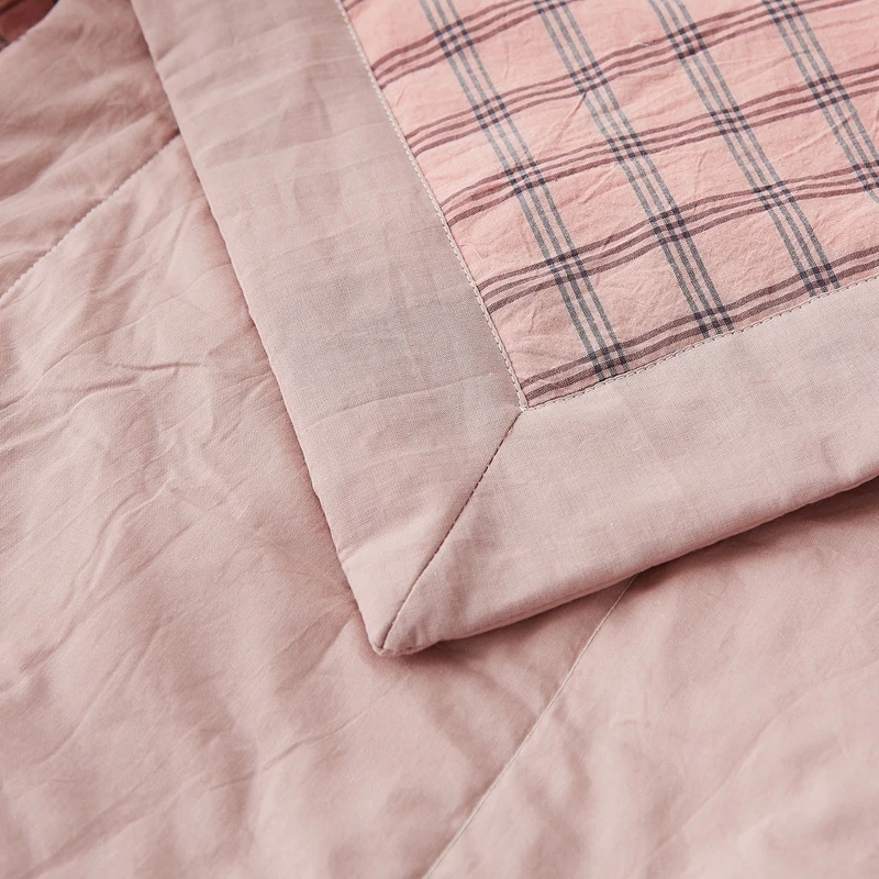 

Healthy Skin Friendly Thin Cotton Quilt Simple Grid Print Air-conditioning Blanket Comfortable Bed Cover Bedspread Machine Wash