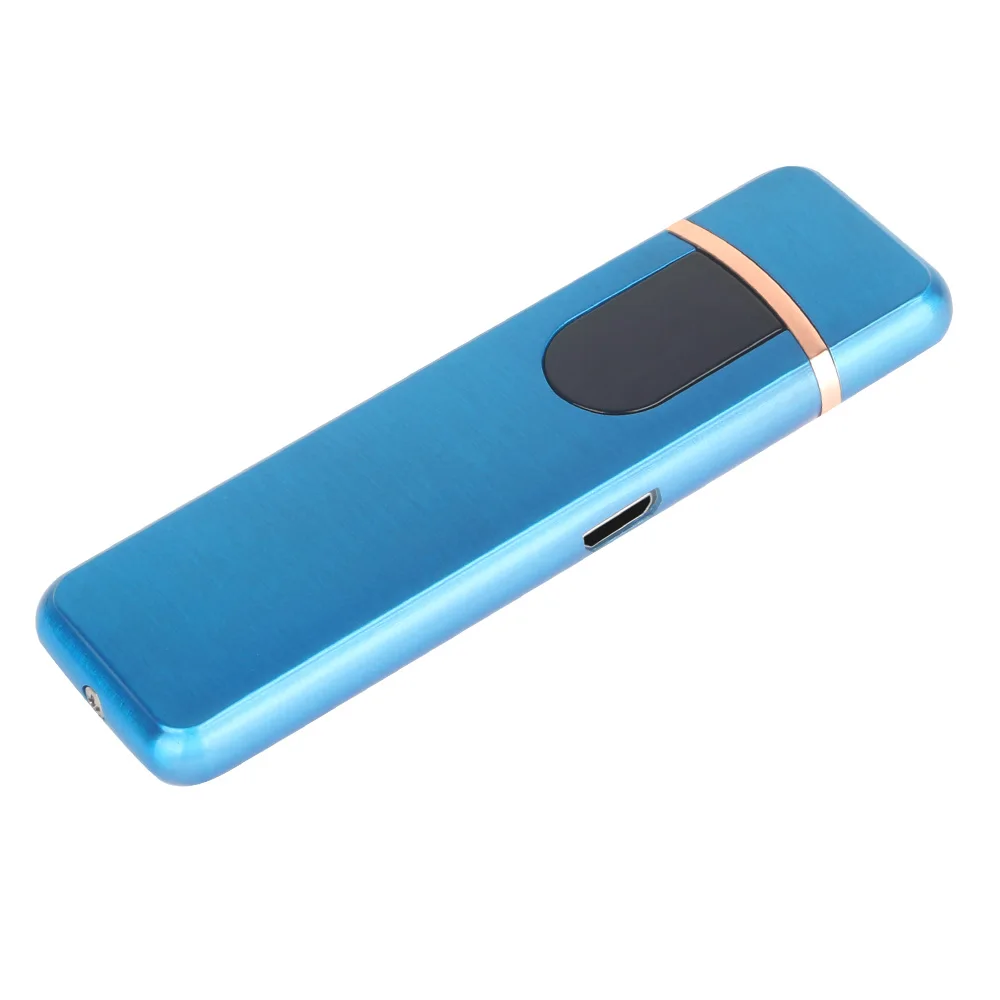Blue Электрическая зажигалка для сигарет для курения ветрозащитная беспламенная сенсорная Индукционная Зажигалка USB перезаряжаемая Прямая поставка - Цвет: Blue