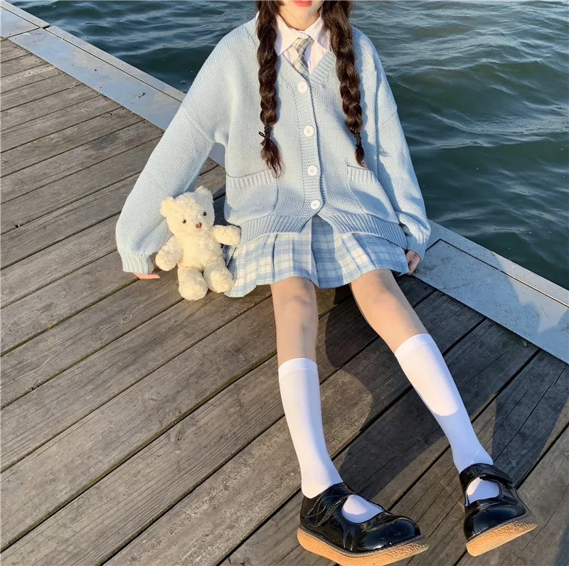 

Japanese Sweet Preppy Style Cardigan Knitting Loose Casual Women Sweater 2020 Autumn Cute School Uniform JK Fresh Ladies Sweater