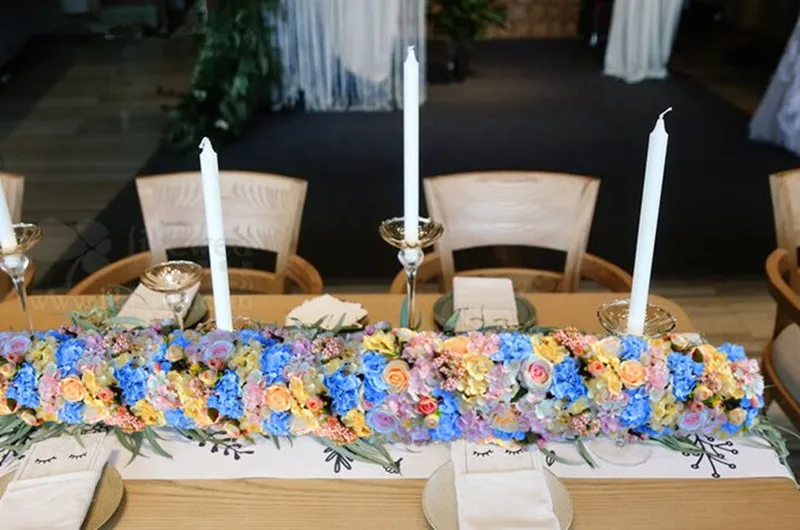 

1.6Feet long Artificial Arch Flower Row Table Runner Centerpieces String for Wedding Party Road Cited Flowers Decoration 20pcs