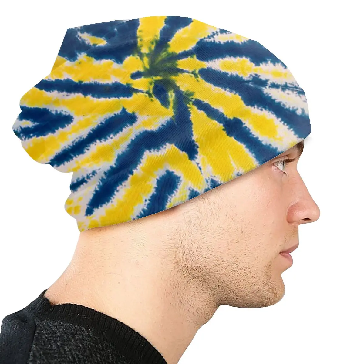Красочные желтые синие Tie Dye унисекс взрослая Повседневная шапка бини уличная