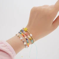 simple fashion style multi layered bracelet for women myuki rice bead woven daisy rainbow beaded bangle natural pearl bracelet