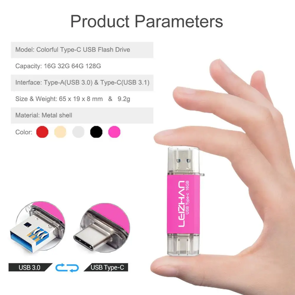 LEIZHAN Type-C USB флеш-накопитель 256 ГБ 128 Гб 64 32 16 C для HTC 10 Huawei P20 Samsung Galaxy S9 Note 9 S8 |