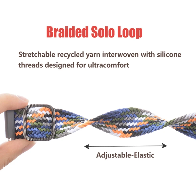 20mm 22mm Braided adjustable strap For Samsung Galaxy watch 4 42/46mm Gear S3 Active2 Amazfit BIP Huawei Nylon elastic Wristband