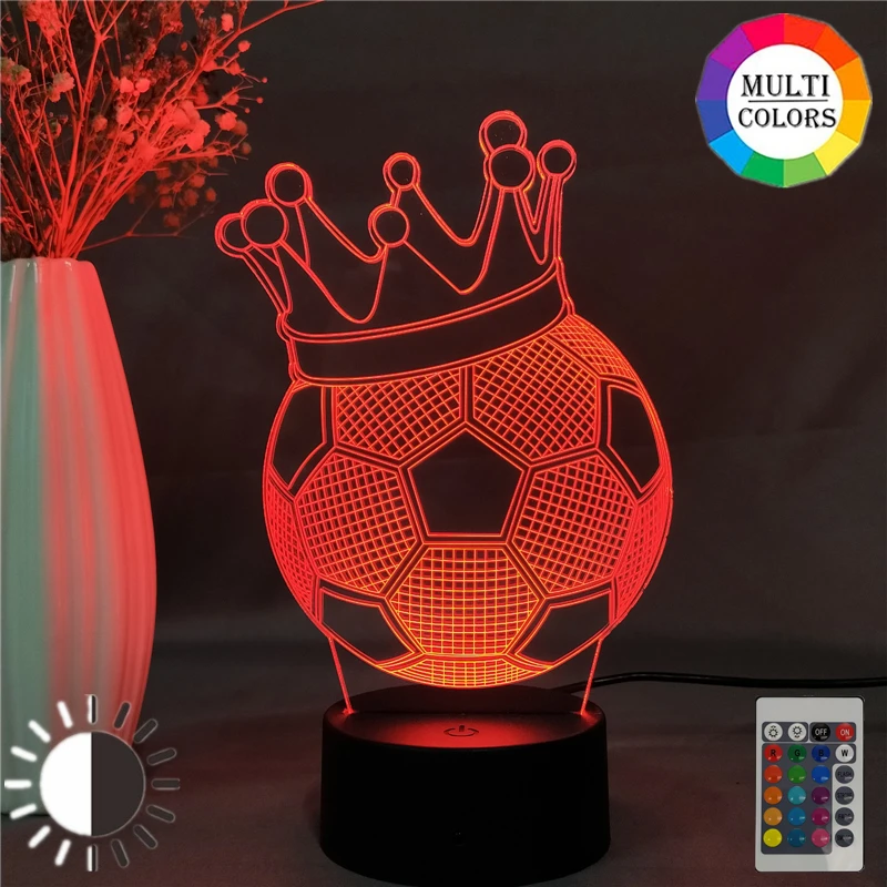 СВЕТОДИОДНЫЙ ночник в виде футбольной короны украшение для спальни настольная