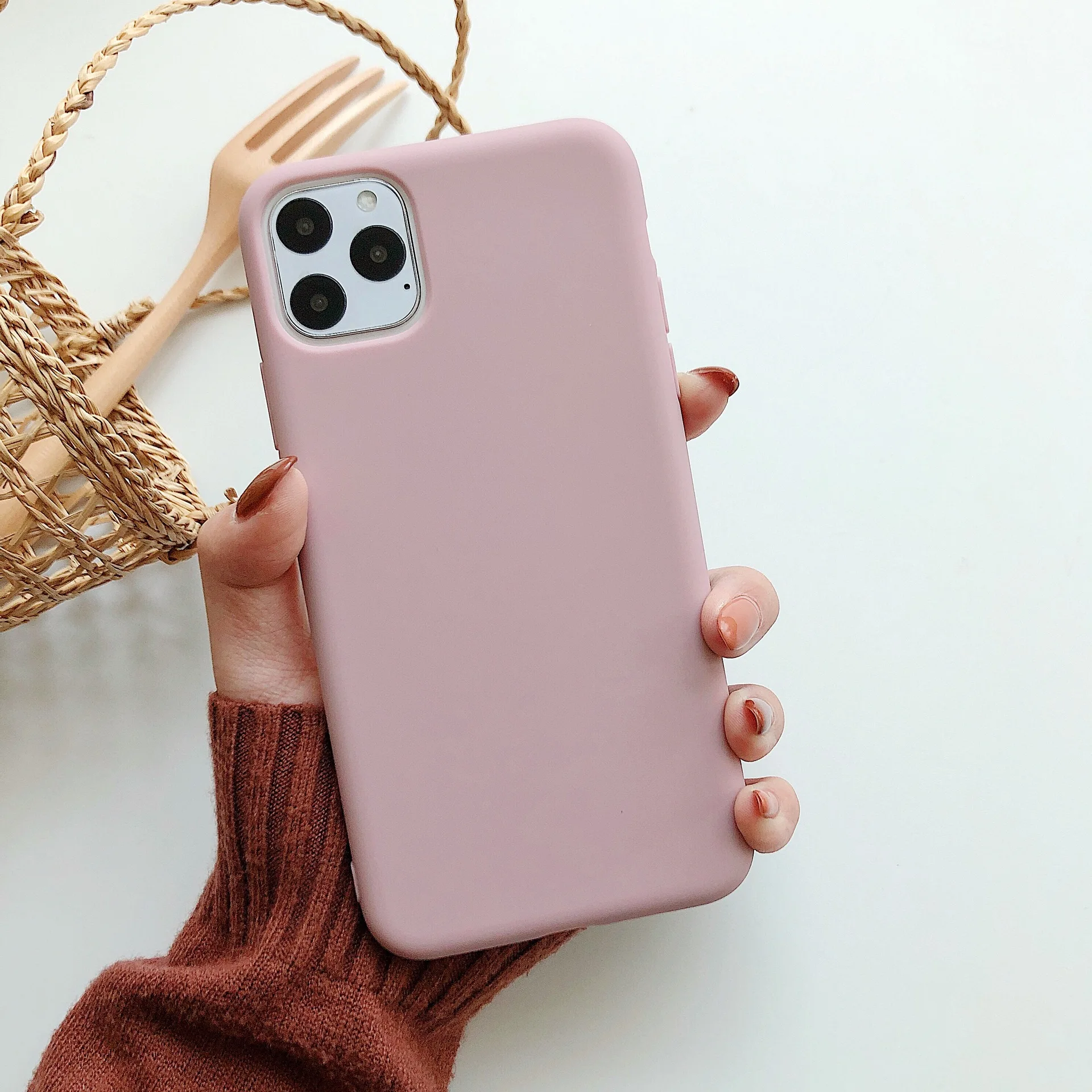 Чехол для iPhone 11 12 Pro Max X XS XR плоский чехол Макарон Для 8 7 6 6s Plus телефона мягкая