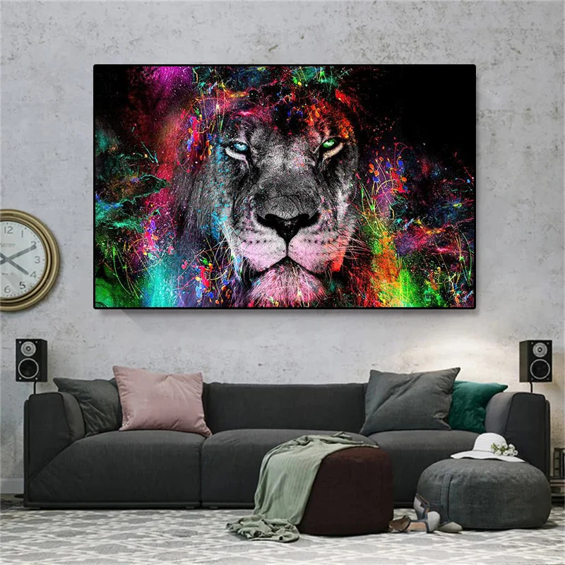 Картина-постеры на холсте с изображением Льва без рамки