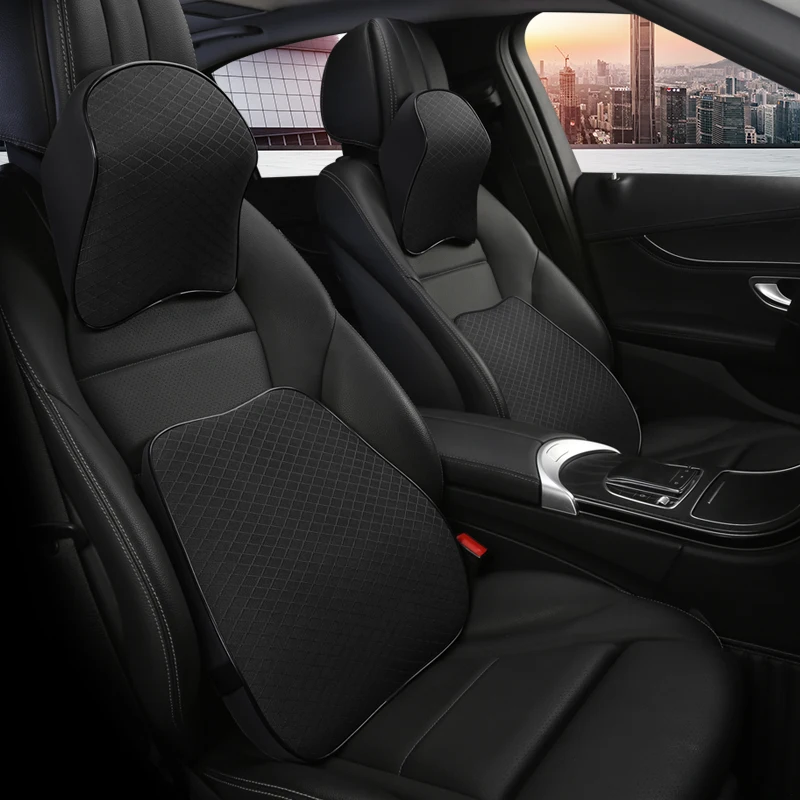 

Подушка под шею из вискозы и кожи для автомобиля, наволочка из пены с эффектом памяти для заднего сиденья автомобиля, для подголовника, для п...