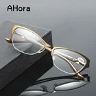 Очки для чтения Ahora женские, винтажные аксессуары кошачий глаз, в металлической полуоправе, при пресбиопии, с диоптриями + 1,0, + 1,50, + 2,0, + 2,5, + 3,0, + 3,5, + 4,0