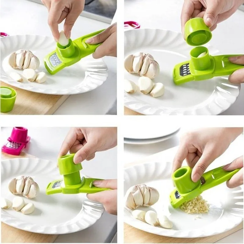 

2PCS Multi-function Manual Stainless Steel Garlic Presser Creative Slicer Chopper Cooking Gadgets Tools Kitchen Accessories