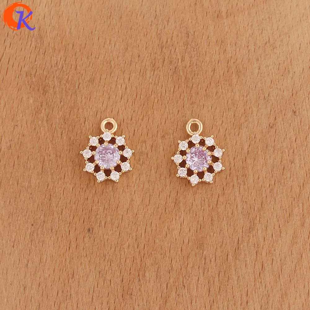Light Purple Сердечный Дизайн 50 шт 11*13 мм аксессуары для ювелирных изделий/циркониевые бусины/соединители для сережек/Сделай сам/ручная работа/Подвеска/застежки для сережек - Цвет: Light Purple