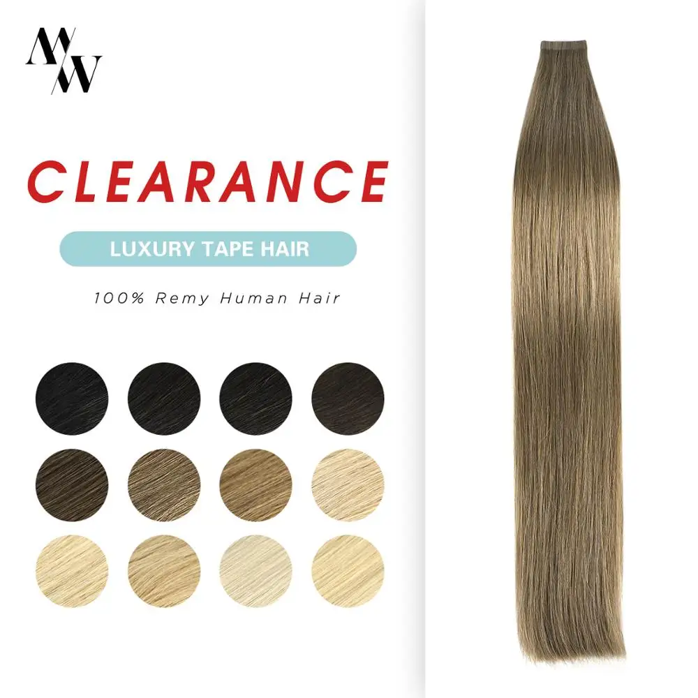 MW Luxury Remy Tape In 100% Natural Straight Human Hair Extensions Silky Soft Seamless Skin Weft US Tape Hair For Salon 2.5g/pc