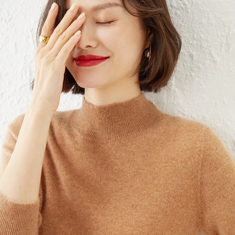 Осенне-зимний шерстяной свитер Женский Внутренний пуловер однотонный свободный