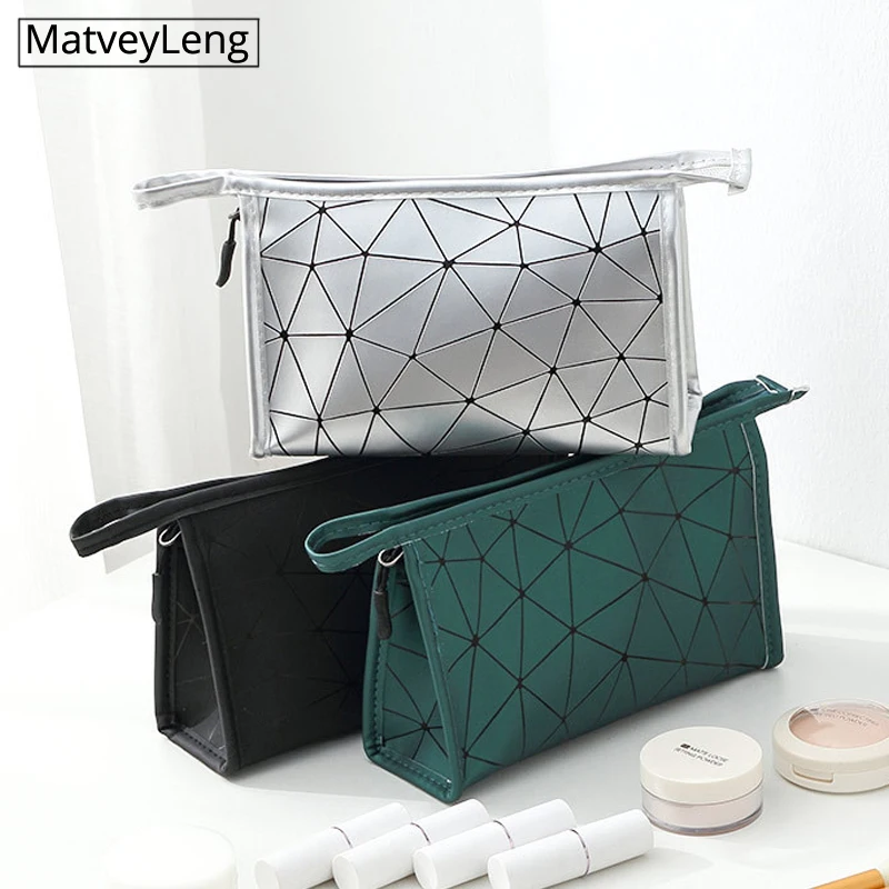 

High Quality Women Cosmetic Bag Large Capacity Portable Waterproof PU Makeup Bag Toiletry Organizer Toiletries Travel Bag