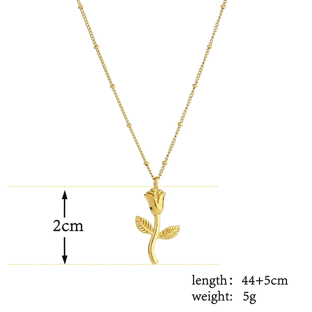 

Wholesale Stainless Steel Beautiful rose flower Pendant LOKELANI Bead Chain Necklace for Valentine's day Gift 10pcs/lot