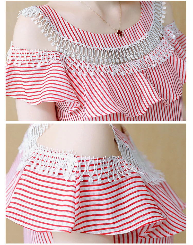 Повседневное блузки с рюшами Топы Новый выдалбливают открытыми плечами