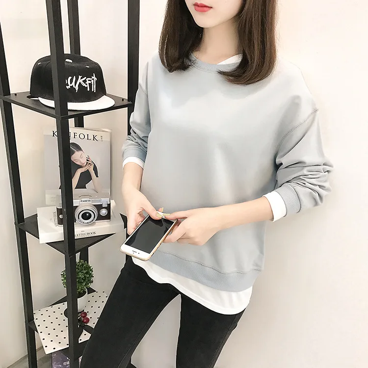 Сплошной цвет толстовка осень и зима Женская хлопчатобумажная Повседневная