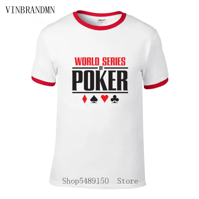 Classic Creative Poker Logo Men's Lowest Price O Neck Tees Latest Fashion World Series Of Hipster T Shirt Funny Game | Мужская