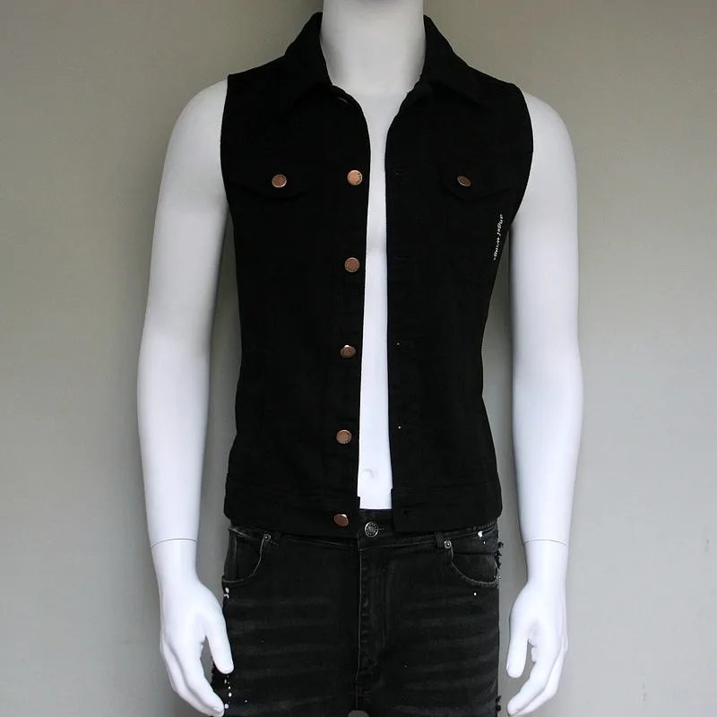 Модный мужской повседневный безрукавный джинсовый жилет короткая куртка