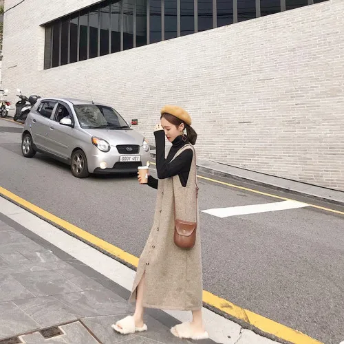 Женский трикотажный комплект из 2 предметов Повседневная Свободная однобортная