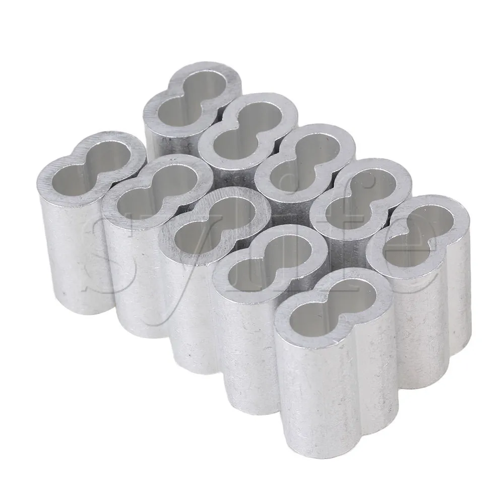 

M8 двойные отверстия Wirerope алюминиевые втулки Зажимы серебряный набор из 10