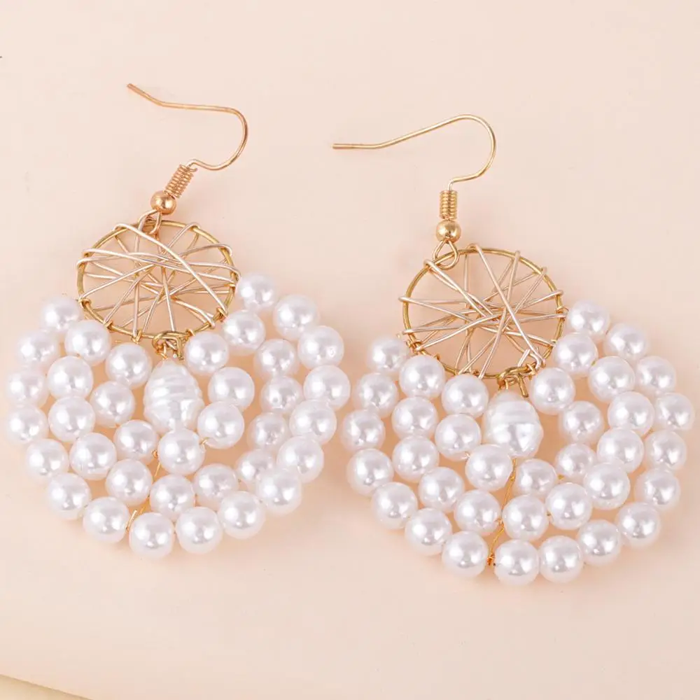 Модные Многослойные жемчужные серьги Ximei металлические для женщин крупные