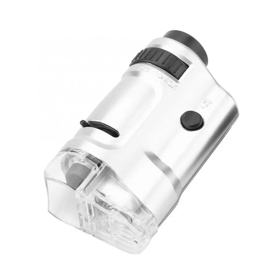 Мини карманный микроскоп с подсветкой зум 20X 40X со светодиодной и