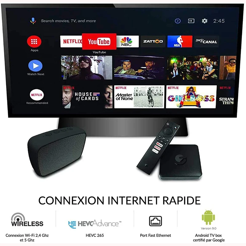 ТВ-приставка 4K Ultra HD на Android с Chromecast интеграции + Netflix Smart TV Box 9 0 Youtube медиаплеер |