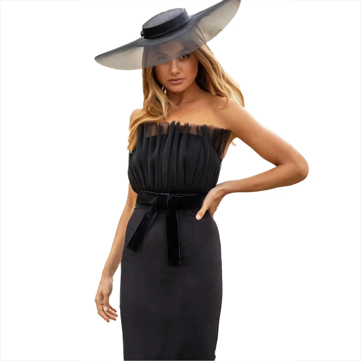 Новое поступление, черное облегающее мини-платье без бретелек, сексуальное весеннее винтажное черное платье с поясом, Бандажное платье от AliExpress RU&CIS NEW