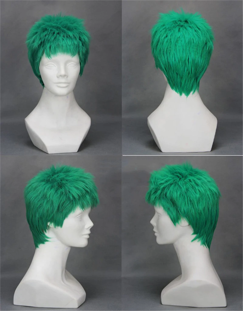 

Anime Roronoa Zoro Wigs ONE PIECE Short Green Fluffy Heat Resistance Fiber Hair Op Cosplay Wig Pelucas