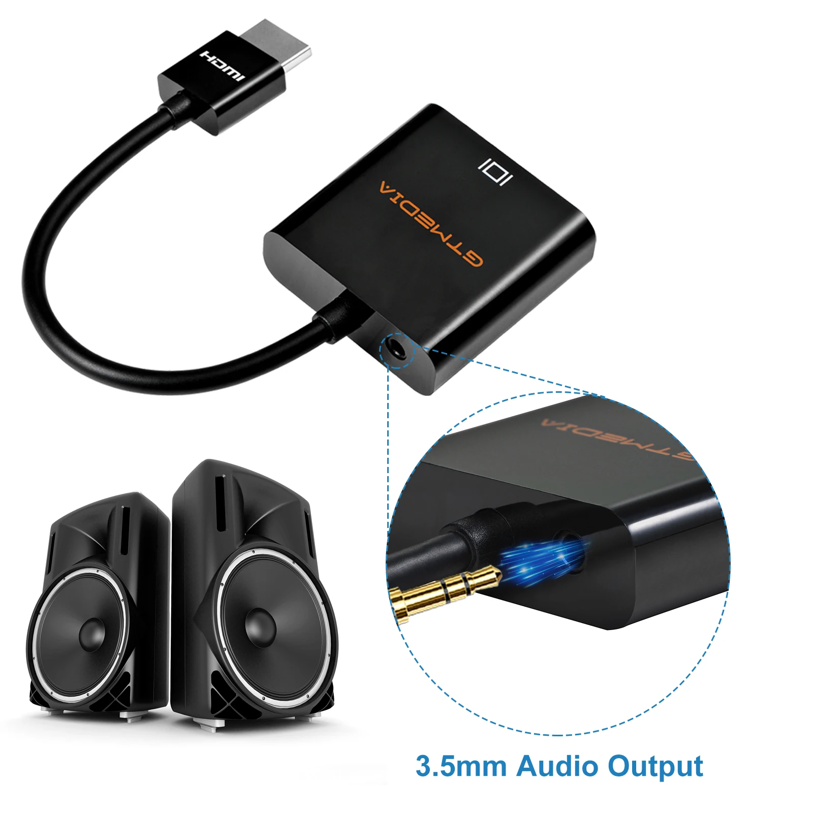 Кабель HDMI GTMEDIA совместимый адаптер преобразователь цифрового видео в VGA с аудио