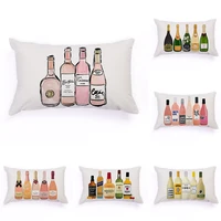 dropshipping wine bottle pattern printed soft short plush rectangle throw pillow cover nordic home decor 3050cm cojines