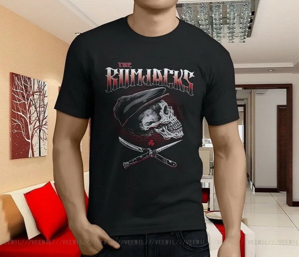 

New Popular The Rumjacks Men's Black T-Shirt Size S-3XL Loose Plus Size TEE Shirt
