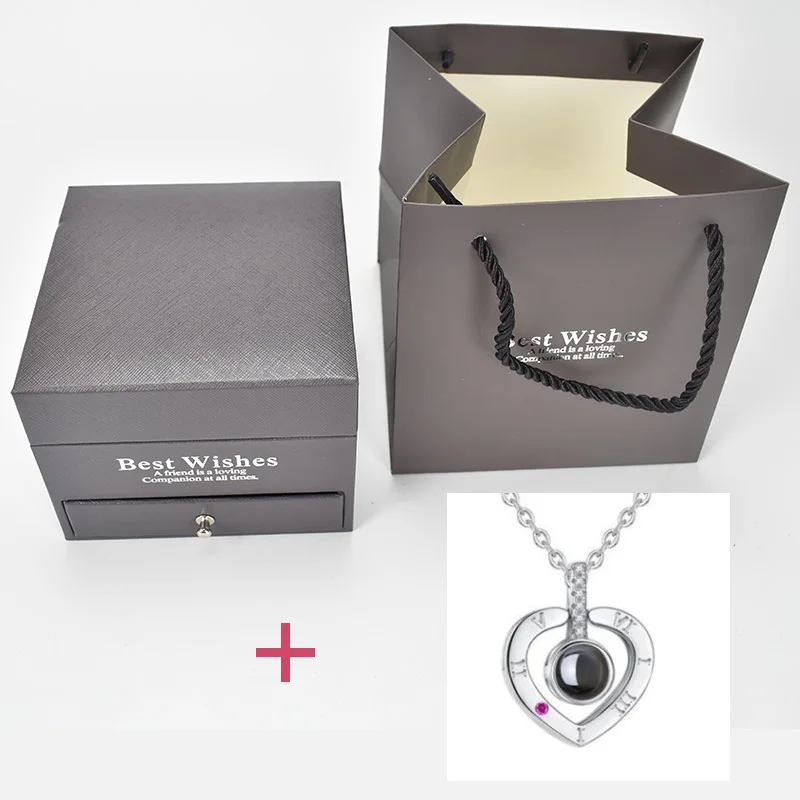 red with necklace 3 Beautiful nine high gift box soap bubble roses with 100 languages I love you Necklace For Girlfriend Romantic Love Gift - Цвет: red with necklace 3