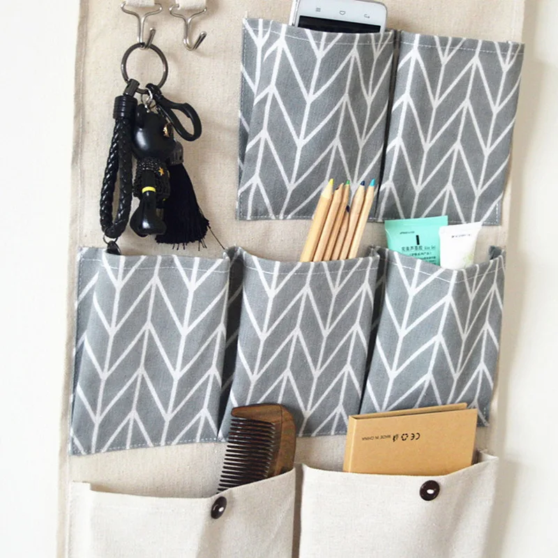 

Storage Bags Door Organizer Waterproof Pouch Cotton Linen Bedroom Home Office Container Decoration YB090M73