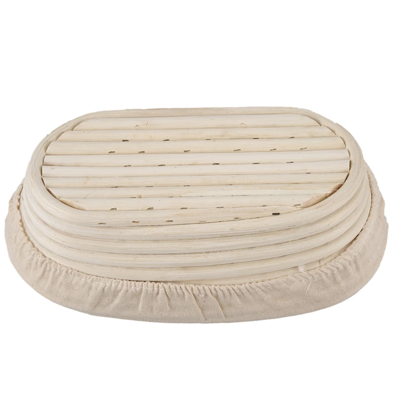 

2Pcs 25Cm/10 Inch Bread Basket Rattan Proofing Basket Liner Round Oval Fruit Tray Dough Food Storage Container
