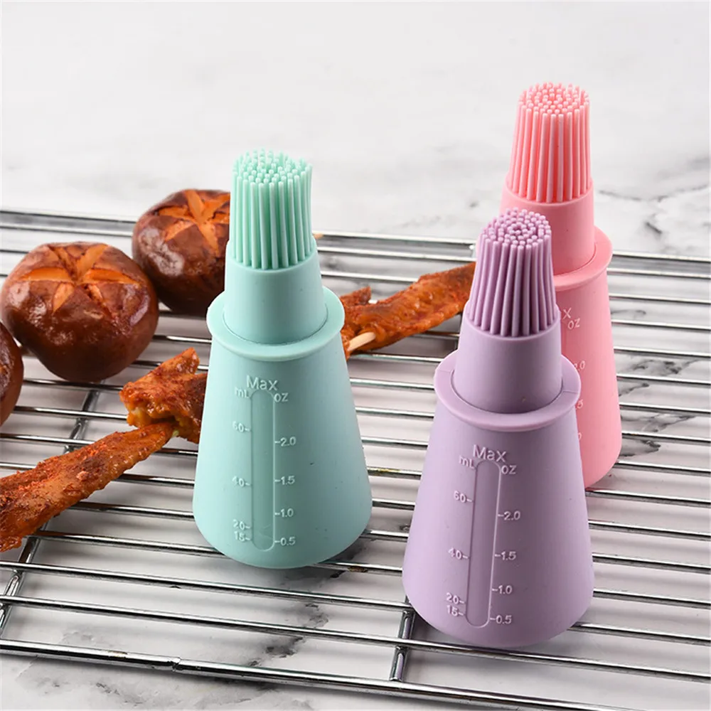 

BBQ Oil Bottle with Brush High Temperature Resistant Silicone Rubber Bottle Pancake Baking Brush Household Kitchen Accessories