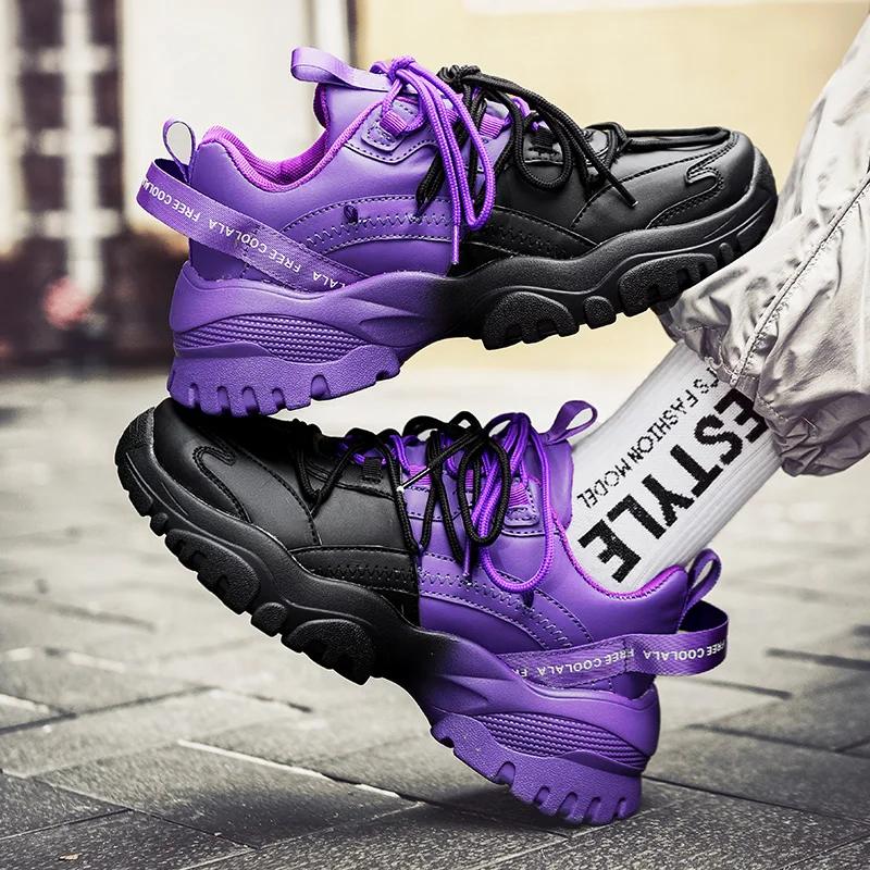 Модные Красочные мужские кроссовки на массивной подошве удобная кожаная обувь с