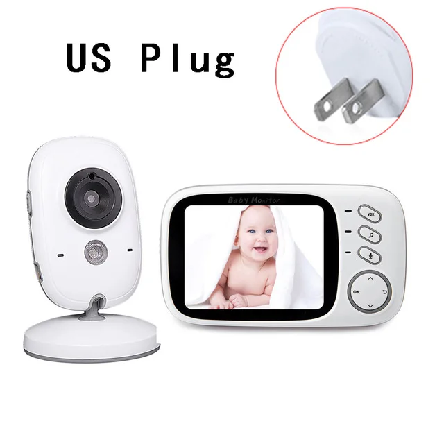 US Plug Yiktree 3,2 дюймов беспроводной цветной видеоняня 2 способа разговора детская няня камера безопасности ночное видение контроль температуры - Цвет: US Plug